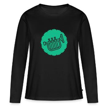 Trompette - Fête - Tente à bière - Festival folklorique - T-shirt manches longues Premium bio Femme - noir - Devant - Julia (174cm)