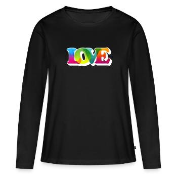 DÉCLARATION D’AMOUR COLORÉ GROOVY - T-shirt manches longues Premium bio Femme - noir - Devant - Julia (174cm)