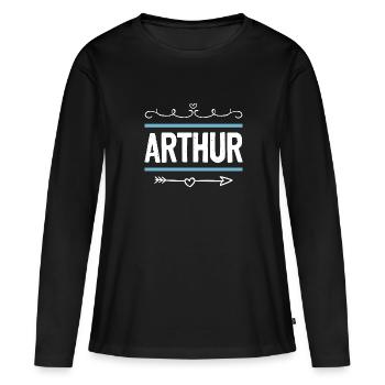 Arthur - T-shirt manches longues Premium bio Femme - noir - Devant - Julia (174cm)