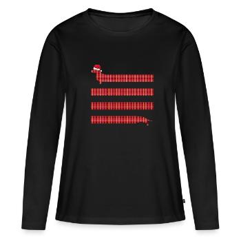 Teckel Teckel Noël-teckel « Teckel Noël » - T-shirt manches longues Premium bio Femme - noir - Devant - Julia (174cm)