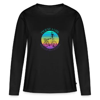 An ordinary girl who loves to ride a bike - Women's Premium Organic Long Sleeve Shirt - black - Front - Julia (174cm)