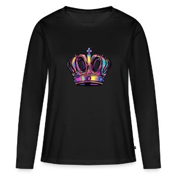 Couronne - T-shirt manches longues Premium bio Femme - noir - Devant - Julia (174cm)