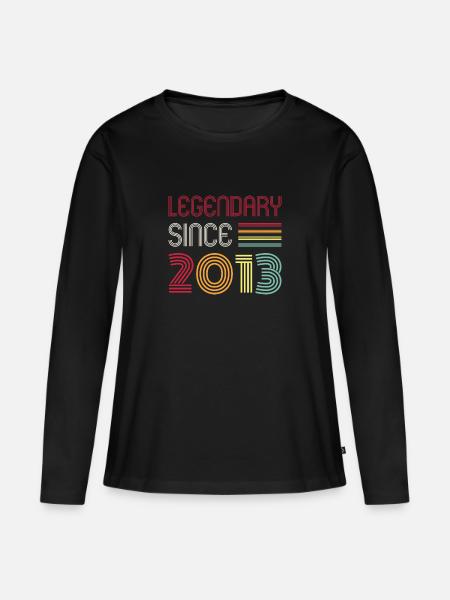 Verjaardag Legendarisch Sinds 2013 - Vrouwen Premium Bio shirt met lange mouwen - zwart