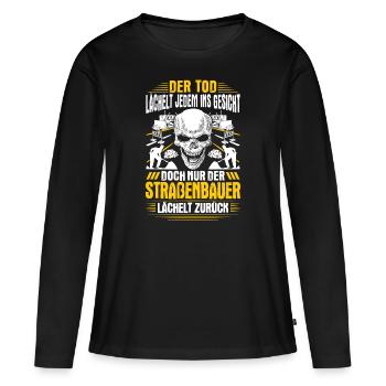 Cadeau d'agriculteur route constructeur route construction asphalte - T-shirt manches longues Premium bio Femme - noir - Devant - Julia (174cm)