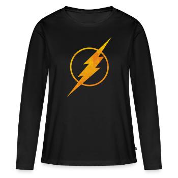 Justice League Flash Logo - T-shirt manches longues Premium bio Femme - noir - Devant - Julia (174cm)