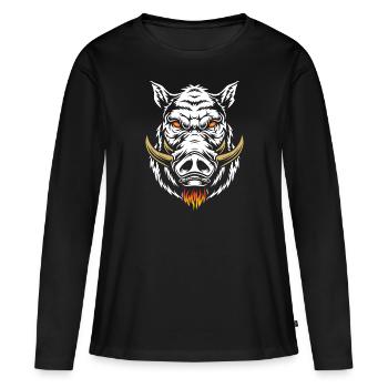 Wütender Eber - Frauen Premium Bio Langarmshirt - Schwarz - Vorne - Julia (174cm)