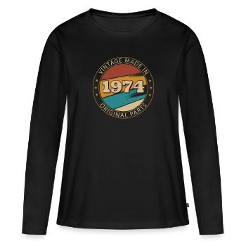 Vintage Birthday 1974 - Women's Premium Organic Long Sleeve Shirt - black - Front - Julia (174cm)
