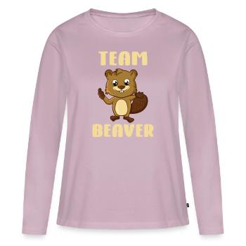 Team Biber - T-shirt manches longues Premium bio Femme - rose poudré - Devant - Julia (174cm)