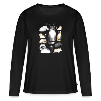 le chat - T-shirt manches longues Premium bio Femme - noir - Devant - Julia (174cm)