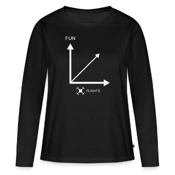 Plus de vols de drones - plus de plaisir - T-shirt manches longues Premium bio Femme - noir - Devant - Julia (174cm)