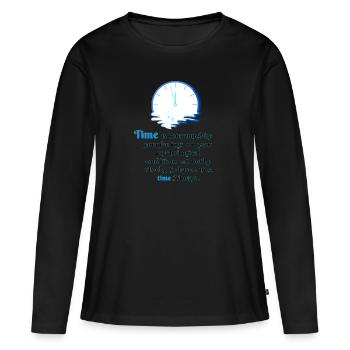 Le temps est le remplissage - T-shirt manches longues Premium bio Femme - noir - Devant - Julia (174cm)