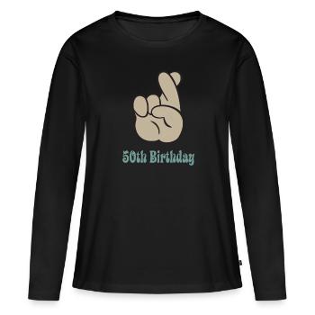 Cadeau 50e anniversaire 50 ans - T-shirt manches longues Premium bio Femme - noir - Devant - Julia (174cm)