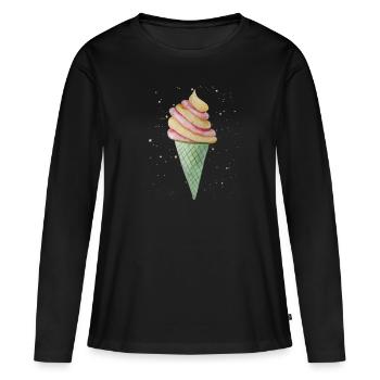 Softeis mit Sprinkles - Frauen Premium Bio Langarmshirt - Schwarz - Vorne - Julia (174cm)