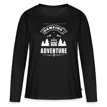 CAMPING ADVENTURE -white text - Women's Premium Organic Long Sleeve Shirt - black - Front - Julia (174cm)