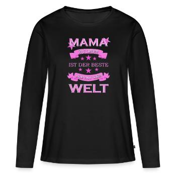 MAMA ZU SEIN IST DER BESTE JOB AUF DER WELT - Frauen Premium Bio Langarmshirt - Schwarz - Vorne - Julia (174cm)