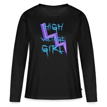 Hochspannungs-Mädchen - Frauen Premium Bio Langarmshirt - Schwarz - Vorne - Julia (174cm)