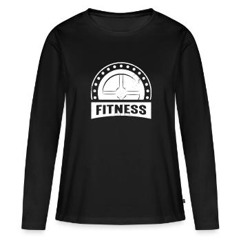 Fitness Hantel Weis - Frauen Premium Bio Langarmshirt - Schwarz - Vorne - Julia (174cm)