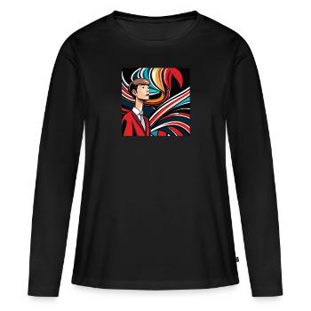 NEXT ELON - Frauen Premium Bio Langarmshirt - Schwarz - Vorne - Julia (174cm)