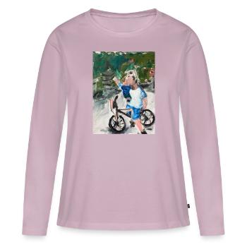 Ensemble / Gemeinsam - T-shirt manches longues Premium bio Femme - rose poudré - Devant - Julia (174cm)
