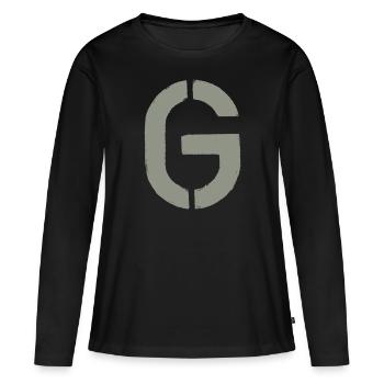 G - Schablonen- Buchstabe/ Stencil - KHAKI - Frauen Premium Bio Langarmshirt - Schwarz - Vorne - Julia (174cm)