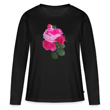 Rose - T-shirt manches longues Premium bio Femme - noir - Devant - Julia (174cm)