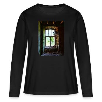 Urbex Photography | Colorful window with tree - Women's Premium Organic Long Sleeve Shirt - black - Front - Julia (174cm)