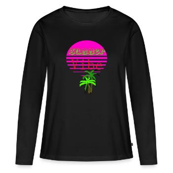 SummerVibe1 - Frauen Premium Bio Langarmshirt - Schwarz - Vorne - Julia (174cm)