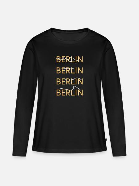 Berlin Berlin Berlin Berlin Souvenir - Frauen Premium Bio Langarmshirt - Schwarz