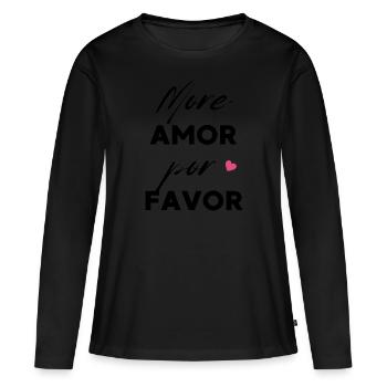 Plus de faveur Amor Por - T-shirt manches longues Premium bio Femme - noir - Devant - Julia (174cm)