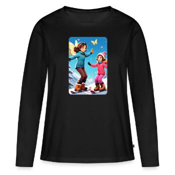 personalisiertes Design-Muttergeschenk - Frauen Premium Bio Langarmshirt - Schwarz - Vorne - Julia (174cm)