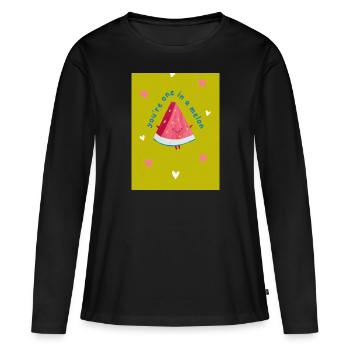 Un dans un melon - T-shirt manches longues Premium bio Femme - noir - Devant - Julia (174cm)