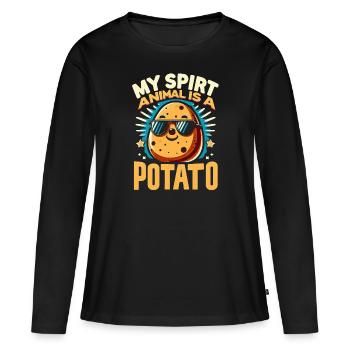 Potato with sunglasses Spirit Animal - Women's Premium Organic Long Sleeve Shirt - black - Front - Julia (174cm)