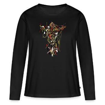 abstract - Women's Premium Organic Long Sleeve Shirt - black - Front - Julia (174cm)