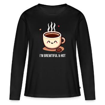 Infusé et chaud - T-shirt manches longues Premium bio Femme - noir - Devant - Julia (174cm)
