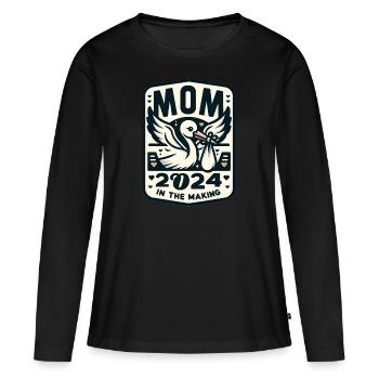 Mom 2024 - Schwangerschaftsankündigung T-Shirt - Frauen Premium Bio Langarmshirt - Schwarz - Vorne - Julia (174cm)