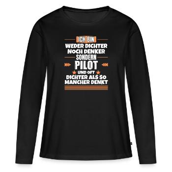Ni poète ni penseur, mais pilote - T-shirt manches longues Premium bio Femme - noir - Devant - Julia (174cm)