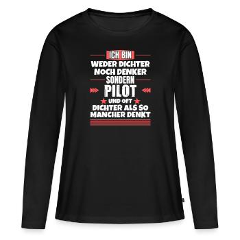 Neither poet nor thinker, but pilot - Women's Premium Organic Long Sleeve Shirt - black - Front - Julia (174cm)