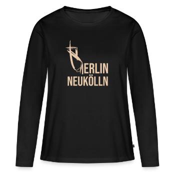 Berlin Neukölln - T-shirt manches longues Premium bio Femme - noir - Devant - Julia (174cm)
