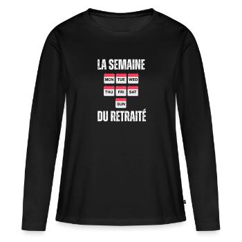 la semaine du retraité - T-shirt manches longues Premium bio Femme - noir - Devant - Julia (174cm)