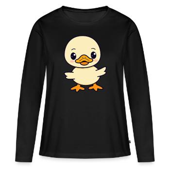 Entchen - Frauen Premium Bio Langarmshirt - Schwarz - Vorne - Julia (174cm)