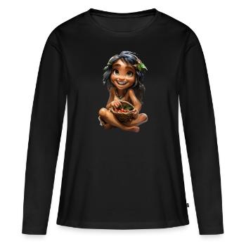 Femme des cavernes #lovely toons - T-shirt manches longues Premium bio Femme - noir - Devant - Julia (174cm)