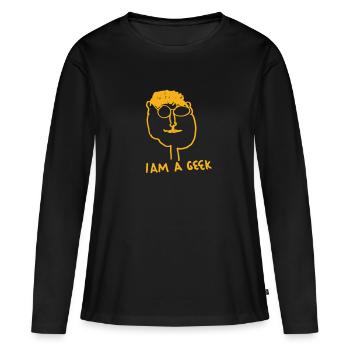 Streber beschenken - Frauen Premium Bio Langarmshirt - Schwarz - Vorne - Julia (174cm)