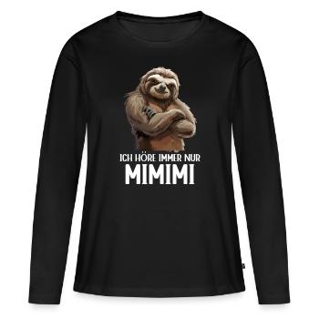 paresseux paresseux nature sauvage J’entends toujours Mimimi - T-shirt manches longues Premium bio Femme - noir - Devant - Julia (174cm)