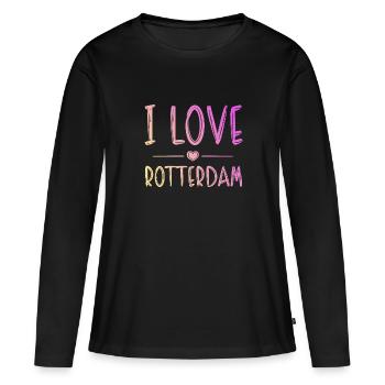 J’adore Rotterdam - T-shirt manches longues Premium bio Femme - noir - Devant - Julia (174cm)