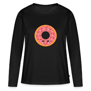 Kawaii Donuts Kawaii Gâteau Kawaii Autocollants Kawaii Drôle - T-shirt manches longues Premium bio Femme - noir - Devant - Julia (174cm)