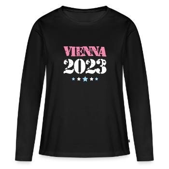 Vienne 2023 Vienne - T-shirt manches longues Premium bio Femme - noir - Devant - Julia (174cm)