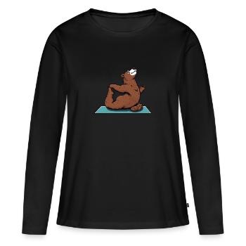 Yoga Bär - Frauen Premium Bio Langarmshirt - Schwarz - Vorne - Julia (174cm)