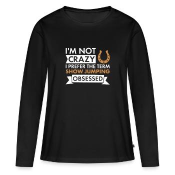 Jumper Je ne suis pas fou Saut d’obstacles - T-shirt manches longues Premium bio Femme - noir - Devant - Julia (174cm)