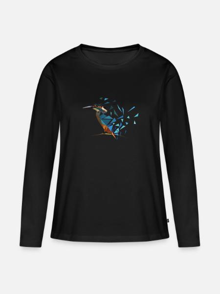 Eisvogel - Frauen Premium Bio Langarmshirt - Schwarz