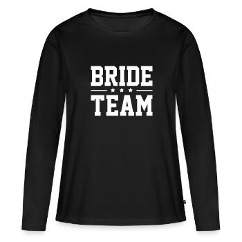 Équipe de la mariée - T-shirt manches longues Premium bio Femme - noir - Devant - Julia (174cm)